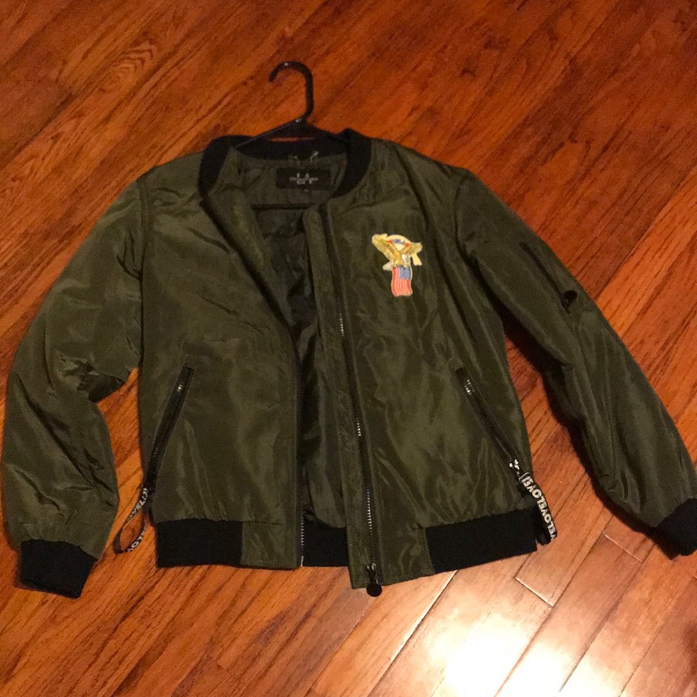 Army green bomber jacket